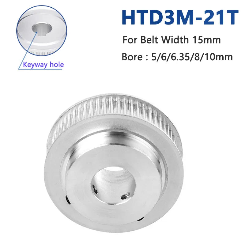 HTD3M 21 Teeth Timing Pulley Bore Size 5/6/6.35/8/10mm 21T HTD-3M
