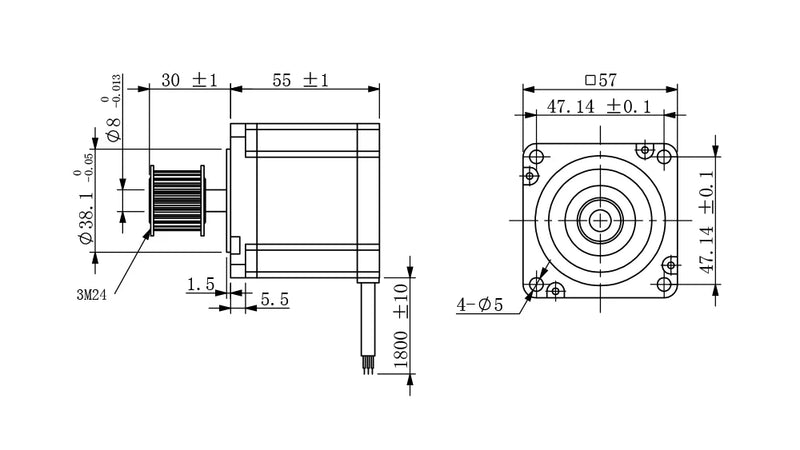Cloudray NEMA 23 3-Phase 1.0N.m / 2.0N.m Geared Stepper Motor Kit+3DM580S