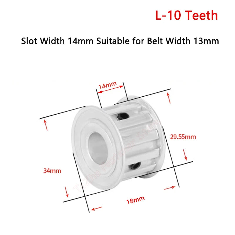 L Timing Pulley Synchronous Wheel - 10 Teeth Aluminium 10T for Belt