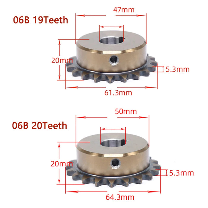 1pc 17T-20T 06B Precision Industrial Drive Sprocket Wheel 17 18 19 20