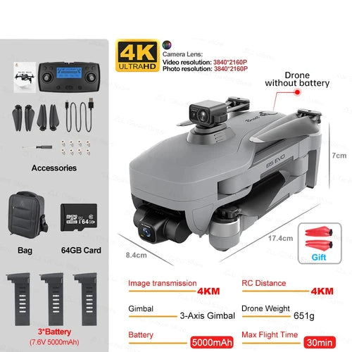 MAX2 Professional 4K Drone with Laser Obstacle Avoidance and 3-Axis Gimbal