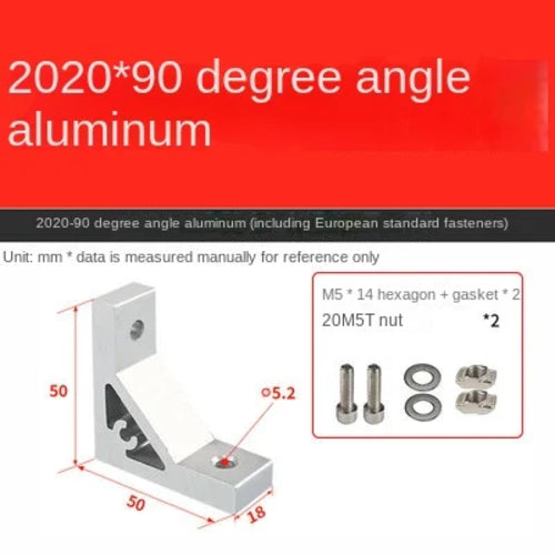 20x20 / 30x30 / 40x40 Aluminum Profile 90-Degree Corner Bracket