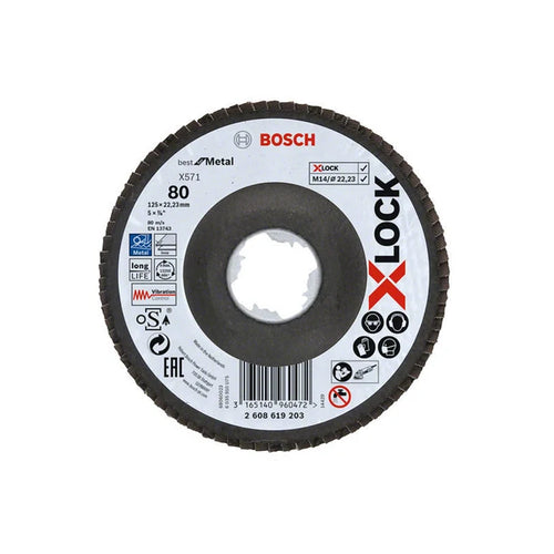 Disco de corte abrasivo Bosch X-Lock Metal de acero inoxidable con ángulo de 125 mm 