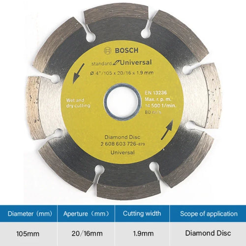 Bosch Diamond Cutting Disc 105mm – For Marble, Concrete, Brick, and Stone