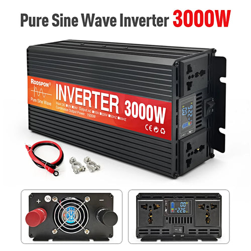 RDDSPON Pure Sine Wave Inverter 3000W 4000W 5000W Double Socket LCD