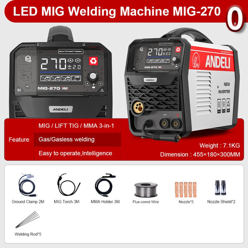 MIG/FCAW/Stick/LIFT TIG Welder with Synergic Control for Precision Welding