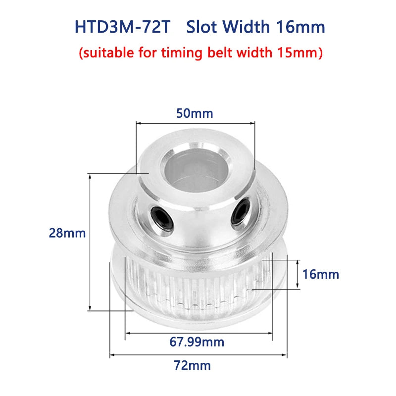 Poulie Distribution 5M-26T Aluminium – Alésage 8-25 Mm, Largeur 26 Mm, Pour Courroie 5M 25 Mm