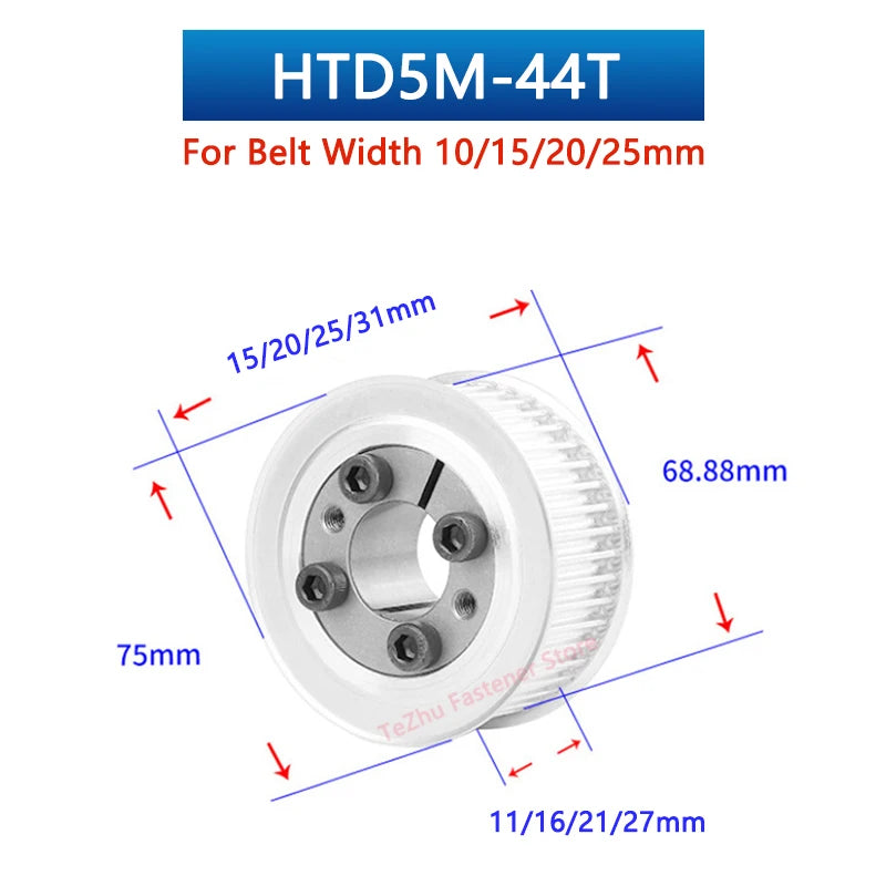 HTD 5M 44 Teeth Keyless Timing Pulley – AF Type