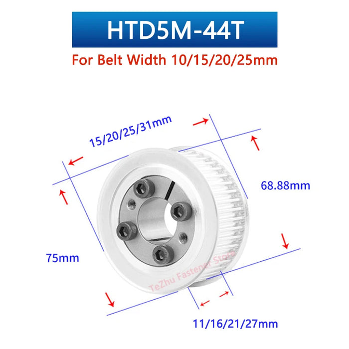 HTD 5M 44 Teeth Keyless Timing Pulley – AF Type