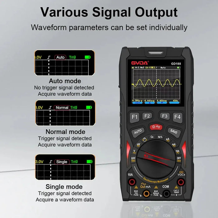 GVDA Digital Oscilloscope 50MS/s Sampling Rate 12MHz Analog Bandwidth