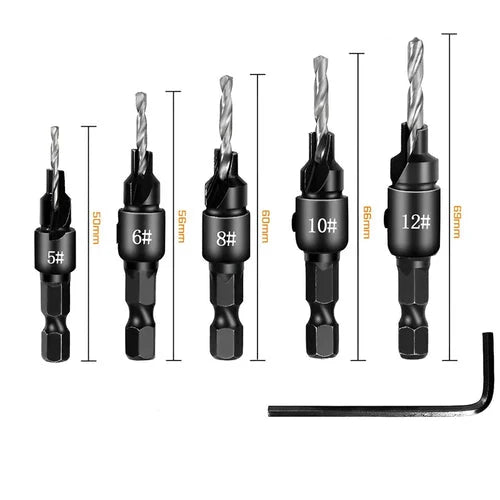 5-Piece Pilot Hole and Countersink Drill Bit Set