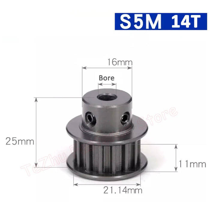 14-17 Teeth S5M Timing Pulley - Hard Anodized Aluminium Synchronous Wheel