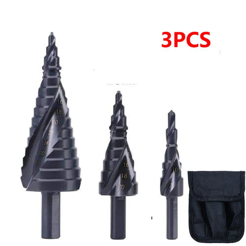 3PCS 4-32mm HSS Kobalt Stufenbohrer Set Stickstoff Schnellarbeitsstahl