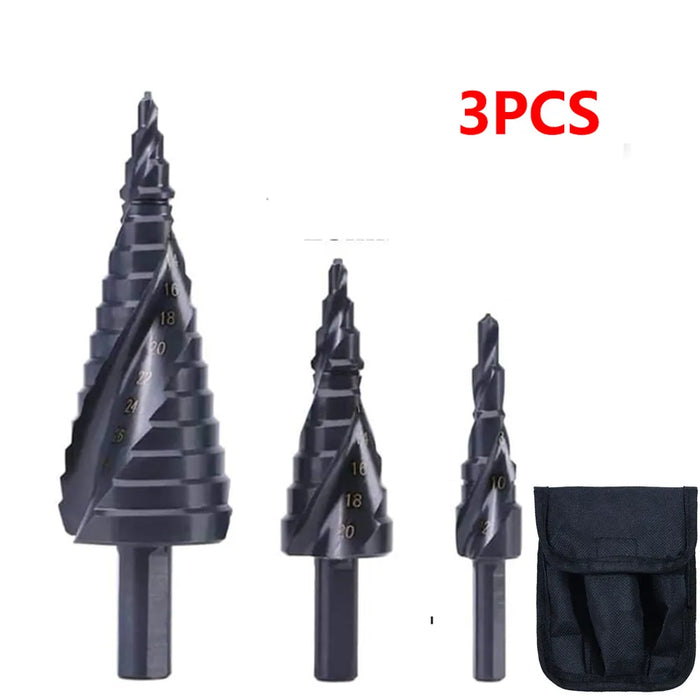 3PCS 4-32mm HSS Cobalt Step Drill Bit Set Nitrogen High Speed Steel