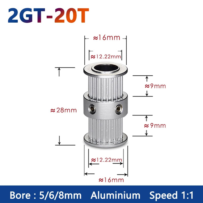 2GT Multiple Wheel Timing Pulley – AF Type, 20 Teeth