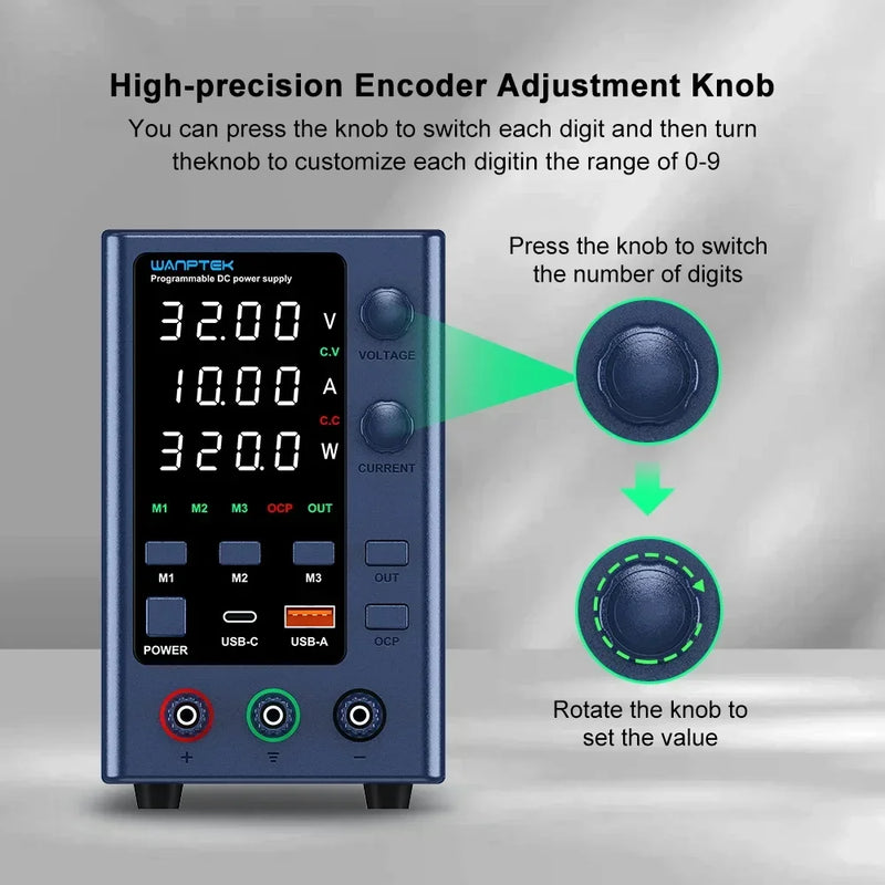 Adjustable Lab DC Power Supply 30V–160V Encoder Control with Memory Function (APS / EPS / TPS Series)