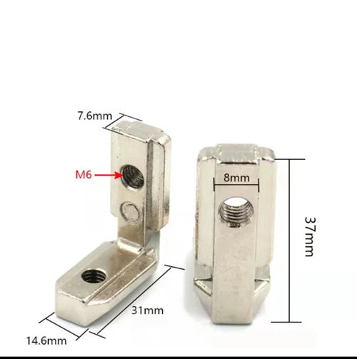 Junta de conector de esquina interior de perfil de aluminio en forma de L con ranura en T, 10 Uds.