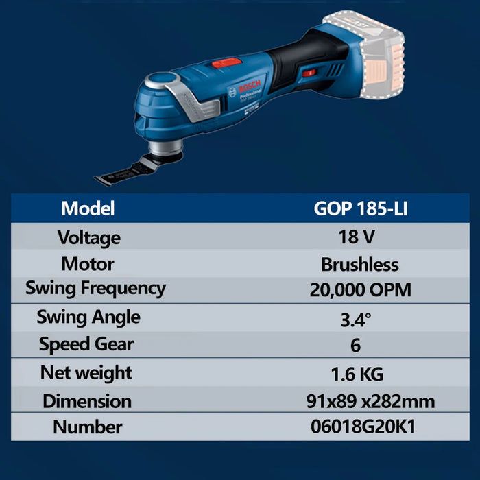 Bosch Cordless Oscillating Multi-Tool GOP 185-Li – 18V Brushless Rechargeable Cutting Machine