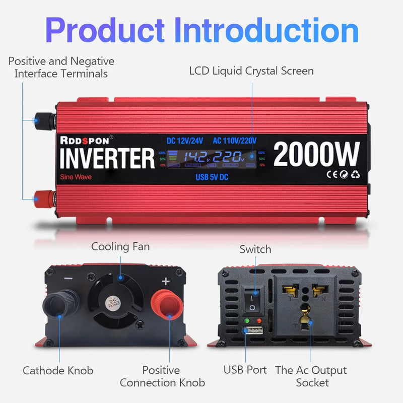 Modified Sine Wave Inverter DC 12V/24V to 220V/110V
