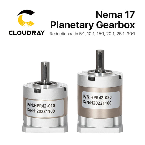 Cloudray Nema 17 Planetary Gearbox - Speed Reducer with Ratios 5:1, 10:1, 15:1, 20:1, 25:1, 30:1