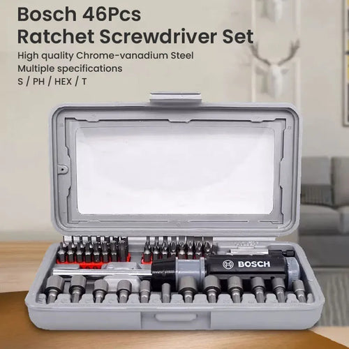 Bosch 46-Piece Ratchet Screwdriver Bits Kit with Extension Rod and HEX Sleeve
