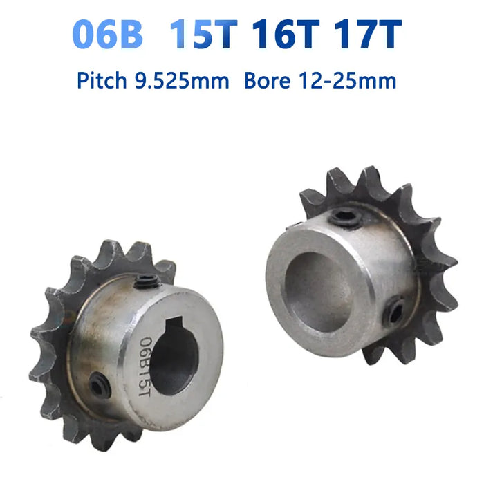 1 Stück 15T 16T 17T 06B Kettenräder für Rollenkette 15 16 17 Zähne A3 Stahl 