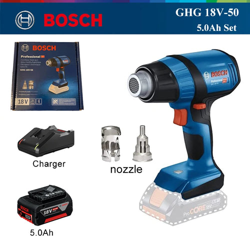 Bosch GHG 18V-50 Professional Cordless Heat Gun – 300-500°C Heavy-Duty Rechargeable Hot Air Gun