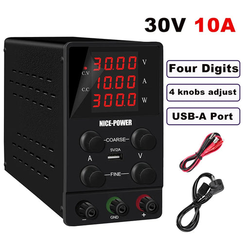 NICE-POWER Adjustable Regulated Lab DC Power Supply, 15V 30V 10A