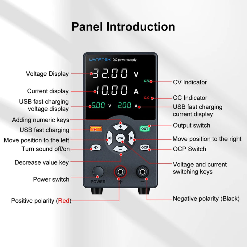 Adjustable DC Bench Power Supply 30V 5A–10A USB Display Lab Voltage Regulator (GA3010H / DPS3010U)
