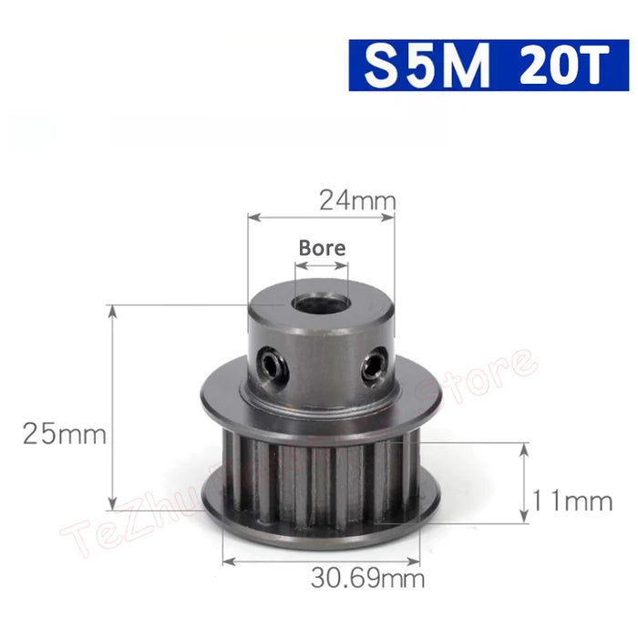 S5M Timing Pulley Synchronous Wheel (K Type) - 18, 19, and 20 Teeth - Hard Anodized