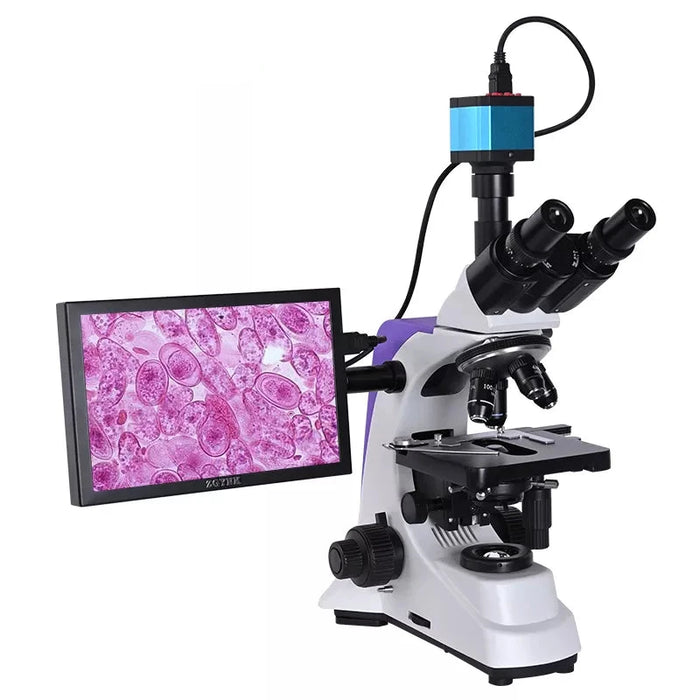 Professional Lab HD Trinocular Microscope – 40X-2500X Zoom + 16MP Electronic Digital Camera + 10-Inch LCD Display