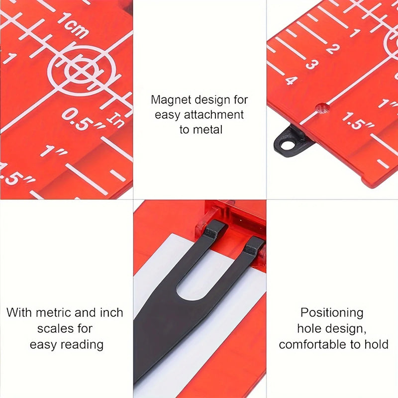 Magnetic laser target plate with stand for green/red laser levels