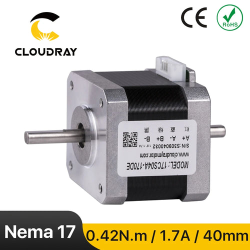 Cloudray Nema 17 Stepper Motor – 40mm, 42Ncm, 1.7A, Double Shaft, 2-Phase