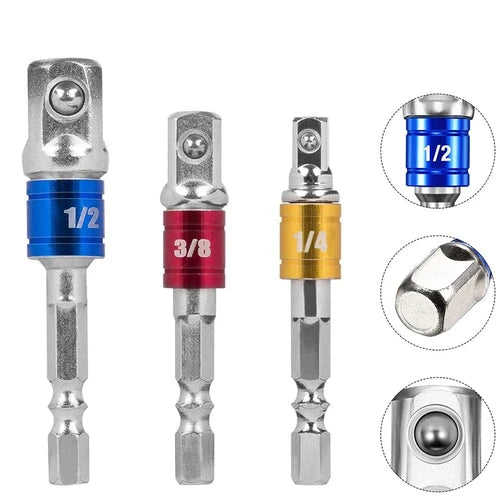 Adaptador de enchufe de taladro, barra de brocas de extensión de taladro de impacto, 3 uds.