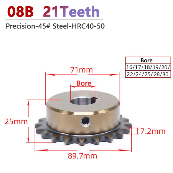 1pc 21T 08B Chain Gear 21 Teeth Precision Industrial Drive Sprocket