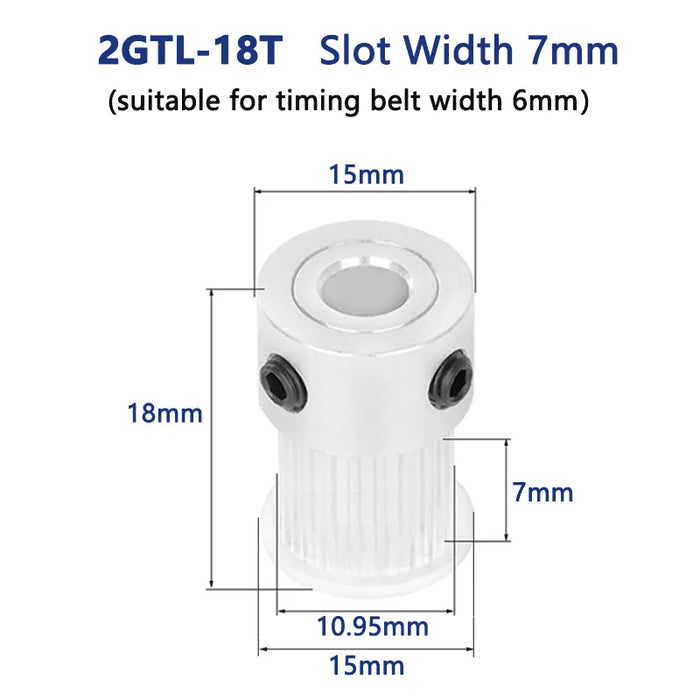 2GT 18 Zähne Zahnriemenscheibe Keilnut Bohrung 4 5 6 6,35 8mm 18T GT2 