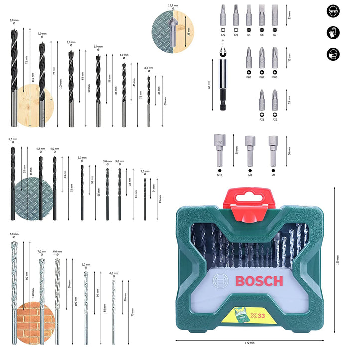 Bosch Professional 33-Piece Multi Construction X-Line Drill and Screwdriver Bit Set