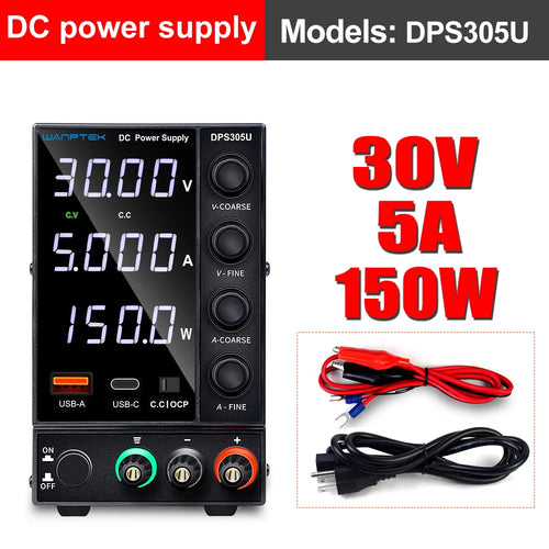 Adjustable DC Power Supply 4-Digit Lab Bench Power Source 30V/60V, 5A/10A