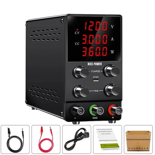 USB DC Regulated Lab Power Supply, Adjustable 30V 10A to 120V 3A