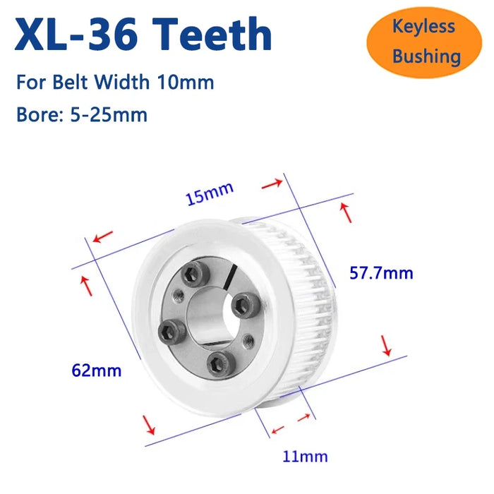 36 Zähne XL-Erweiterungshülse Synchronrad 36T Keyless Bushing 