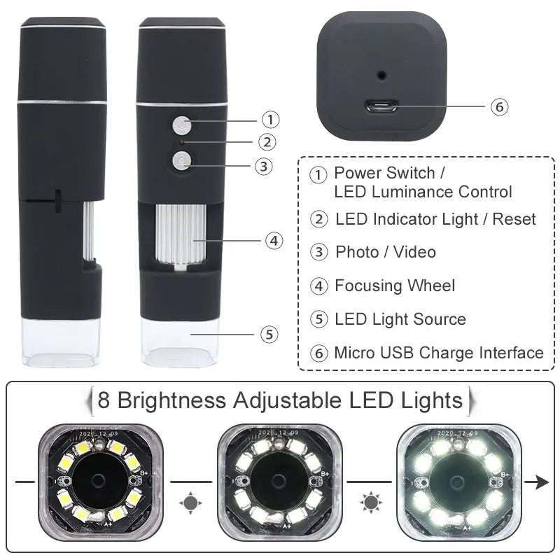 Microscopio electrónico inalámbrico 1000X WIFI Digital 
