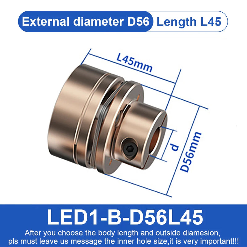 Flange Coupling  LED D56L45/64 Flexible Motor Shaft Coupler Aluminium