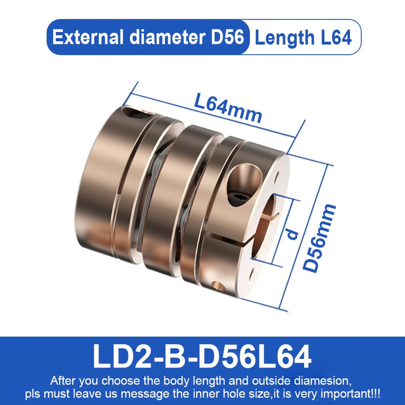 Flex Diaphragm Shaft Coupling D56L64 56mm Diameter 64mm Length