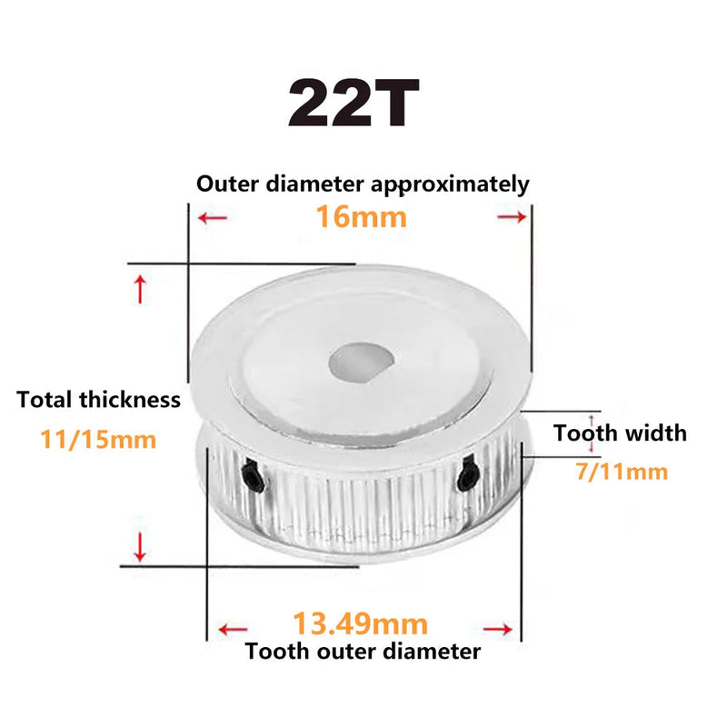 GT2 / 2GT Timing Pulley with D Bore – Aluminum Synchronous Pulley, 20T–28T, for 3D Printers & Motion Systems