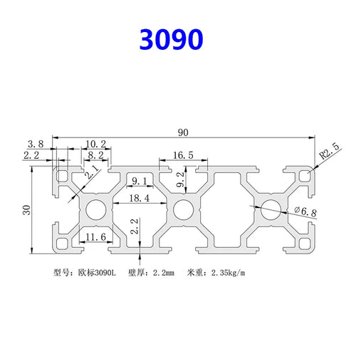 3030/ 3060/ 3090/ 30120/ 30150 T-Nut-Industriealuminiumprofil