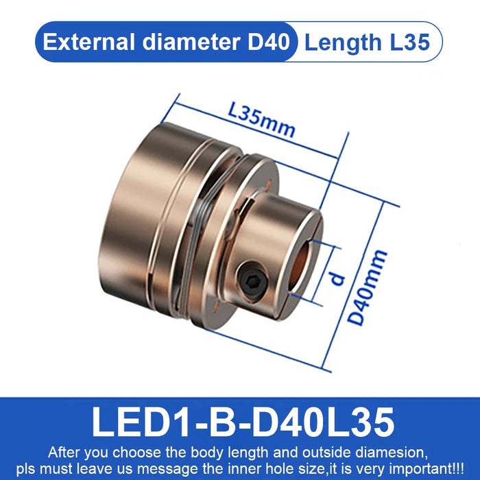 Flange Coupling  LED D40L35/50 Flexible Motor Shaft Coupler Aluminium