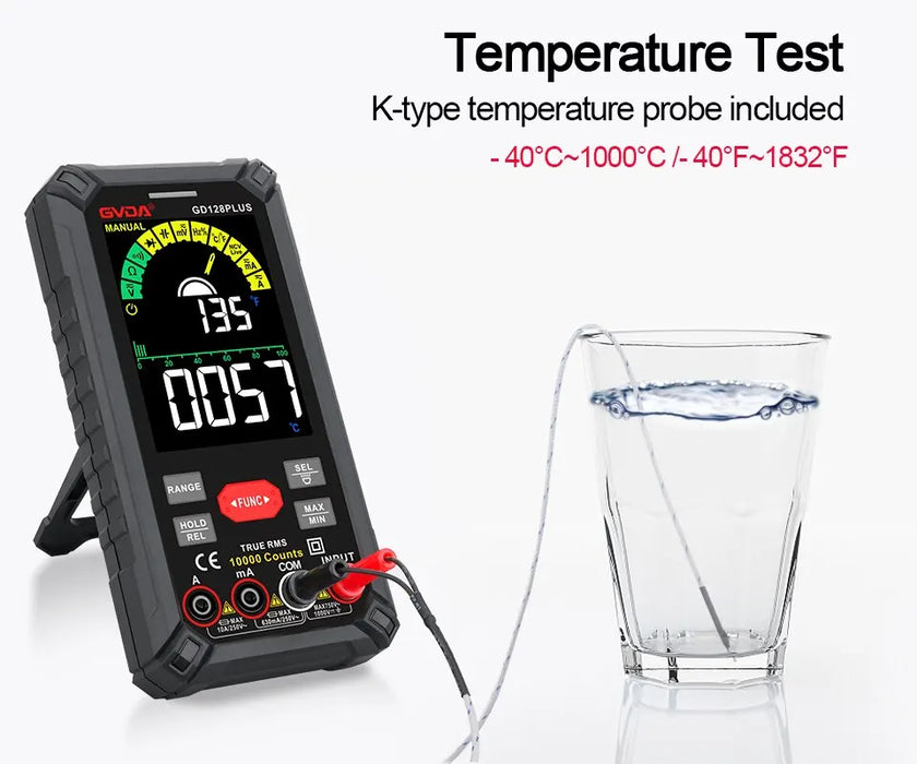 Smart Rechargeable Digital Multimeter GD128PLUS – True RMS, 9999 Counts, 1000V, 10A