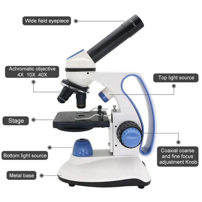 40X-2000X LED Monocular Biological Microscope with USB Camera