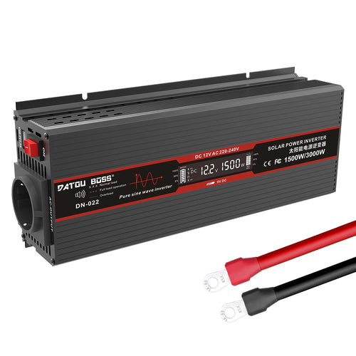 DATOU BOSS Pure Sine Wave Inverter – 12V DC to 220V AC, 1500W High-Efficiency Power Solution with Remote Control