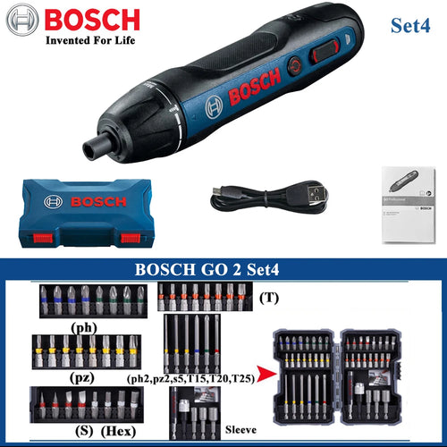 Bosch Go2 Electric Screwdriver Set 3.6V Rechargeable